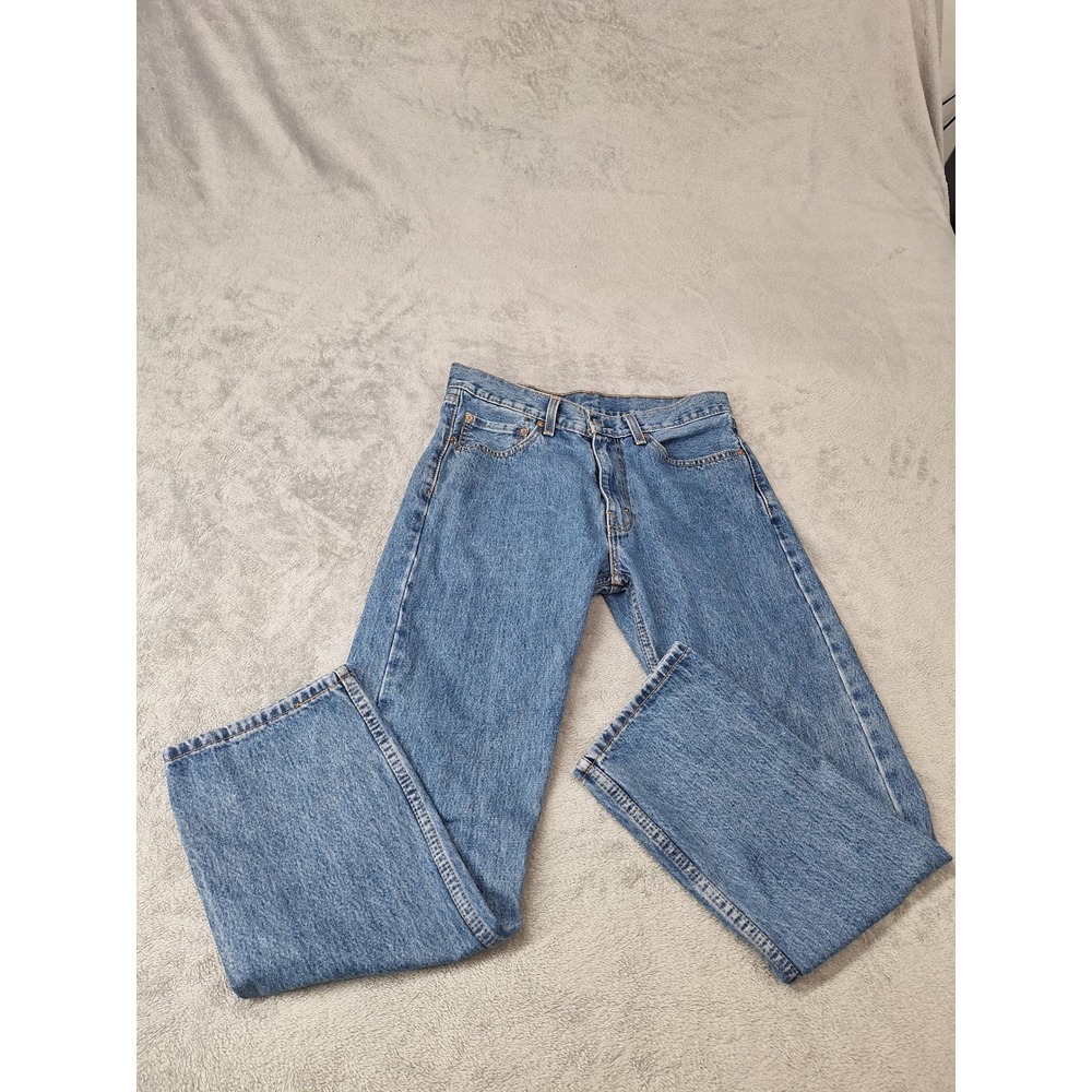Levis 505 Regular Fit Straight Leg Jeans Mens 32x30 Medium Wash Blue Denim - Picture 2 of 7